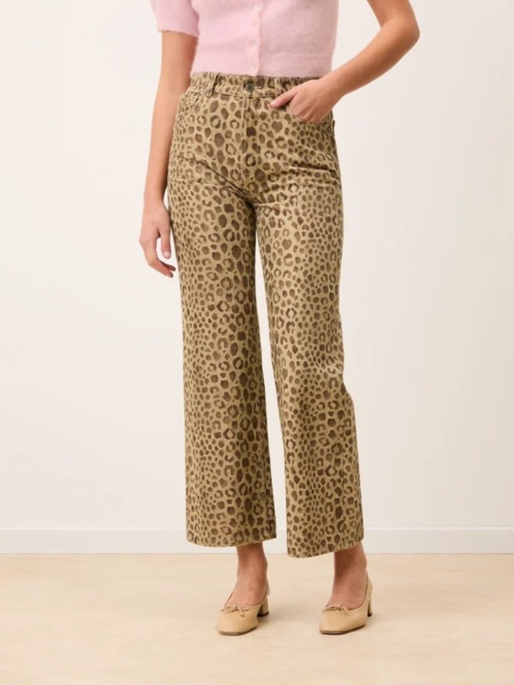 Rouje - CONCORDE Leopard print high-waisted bootcut jeans Size 42 NWT